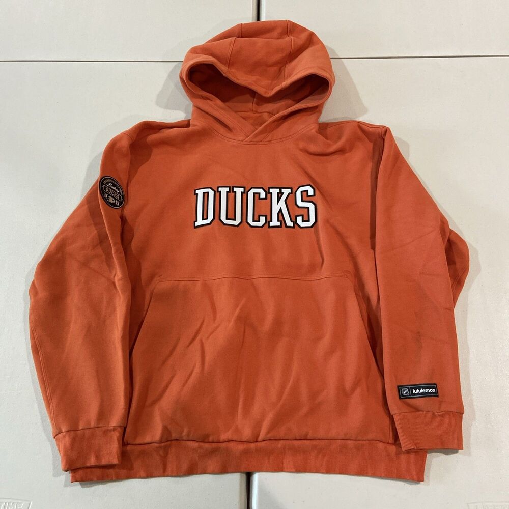 Anaheim Ducks lululemon x NHL Men's Orange Spellout Hoodie XL 14